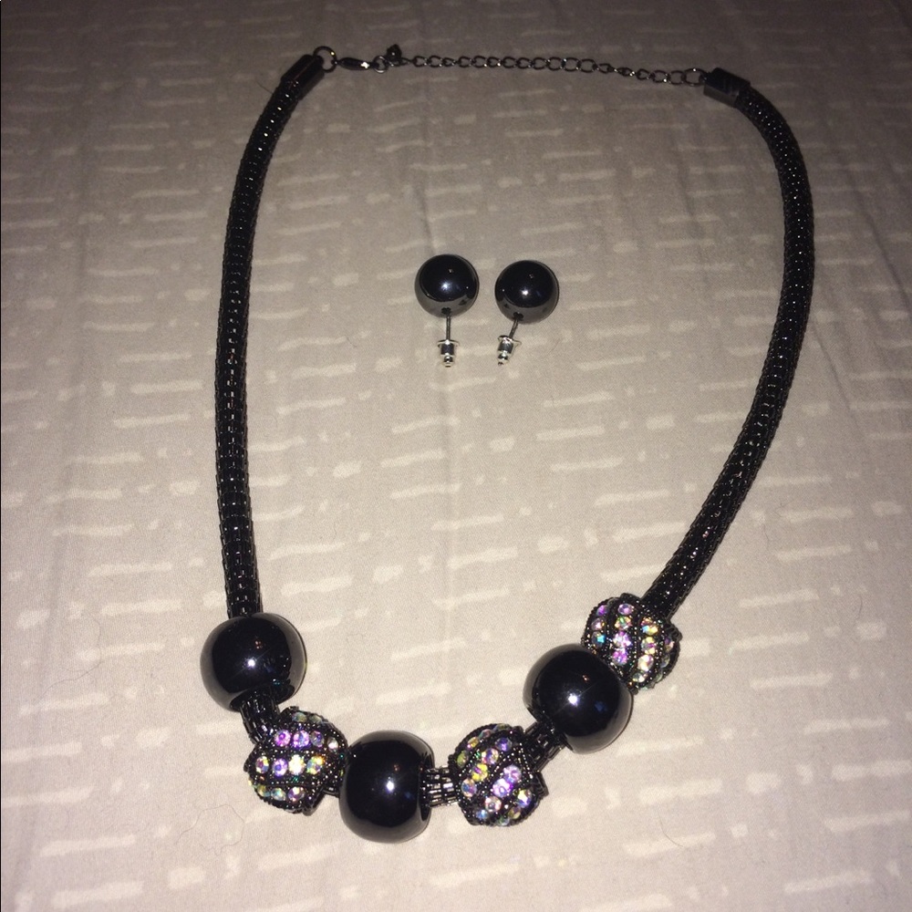 Black Sparkly Jewelry Set